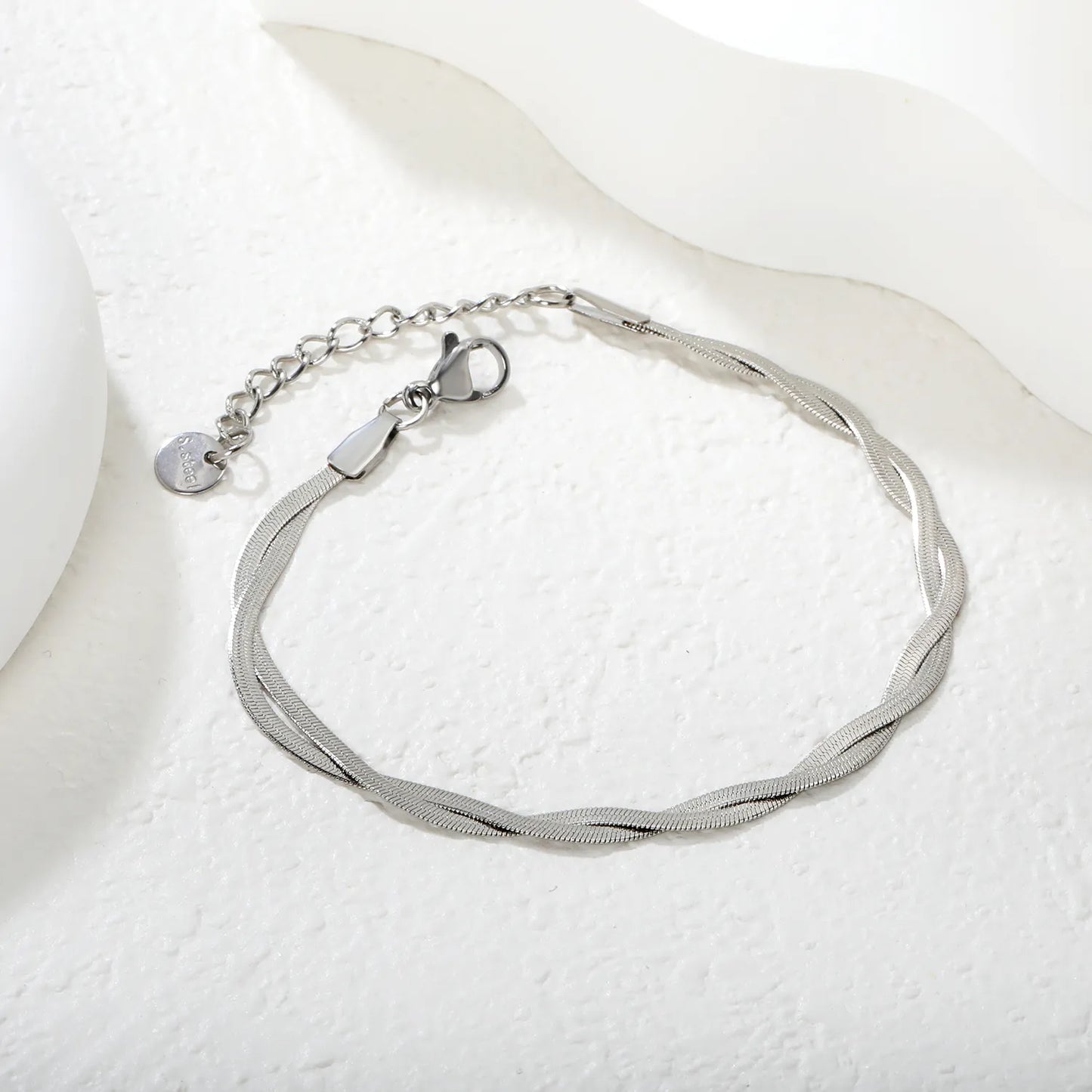 Wholesale Blade Chain Bracelet | 2mm Wide 17+5cm Adjustable | Silver or Two-Tone Steel | Unisex Industrial Jewelry