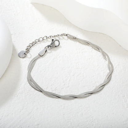 Wholesale Blade Chain Bracelet | 2mm Wide 17+5cm Adjustable | Silver or Two-Tone Steel | Unisex Industrial Jewelry