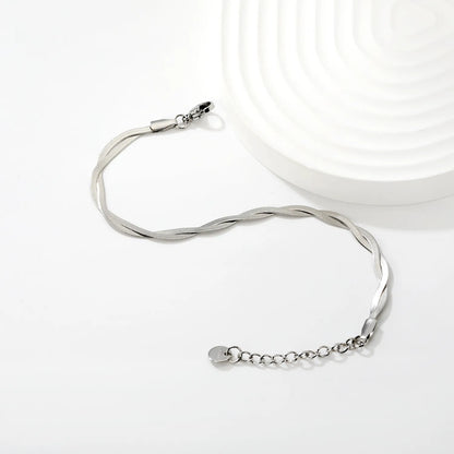 Wholesale Blade Chain Bracelet | 2mm Wide 17+5cm Adjustable | Silver or Two-Tone Steel | Unisex Industrial Jewelry