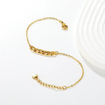 ✨ Wholesale 5.2mm Curb Chain Bracelet | 18+3cm Adjustable Gold Plated Surgical Steel Chain | Unisex Jewelry Bulk 📿