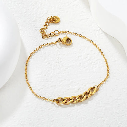 ✨ Wholesale 5.2mm Curb Chain Bracelet | 18+3cm Adjustable Gold Plated Surgical Steel Chain | Unisex Jewelry Bulk 📿