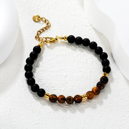 ✨ Wholesale Gold Amber Bead and Circle Charm Bracelet | 7mm Amber Glass Bead & 6mm Gold Coin Charm | 18+3cm Adjustable Surgical Steel Chain | Wholesale Boho Jewelry