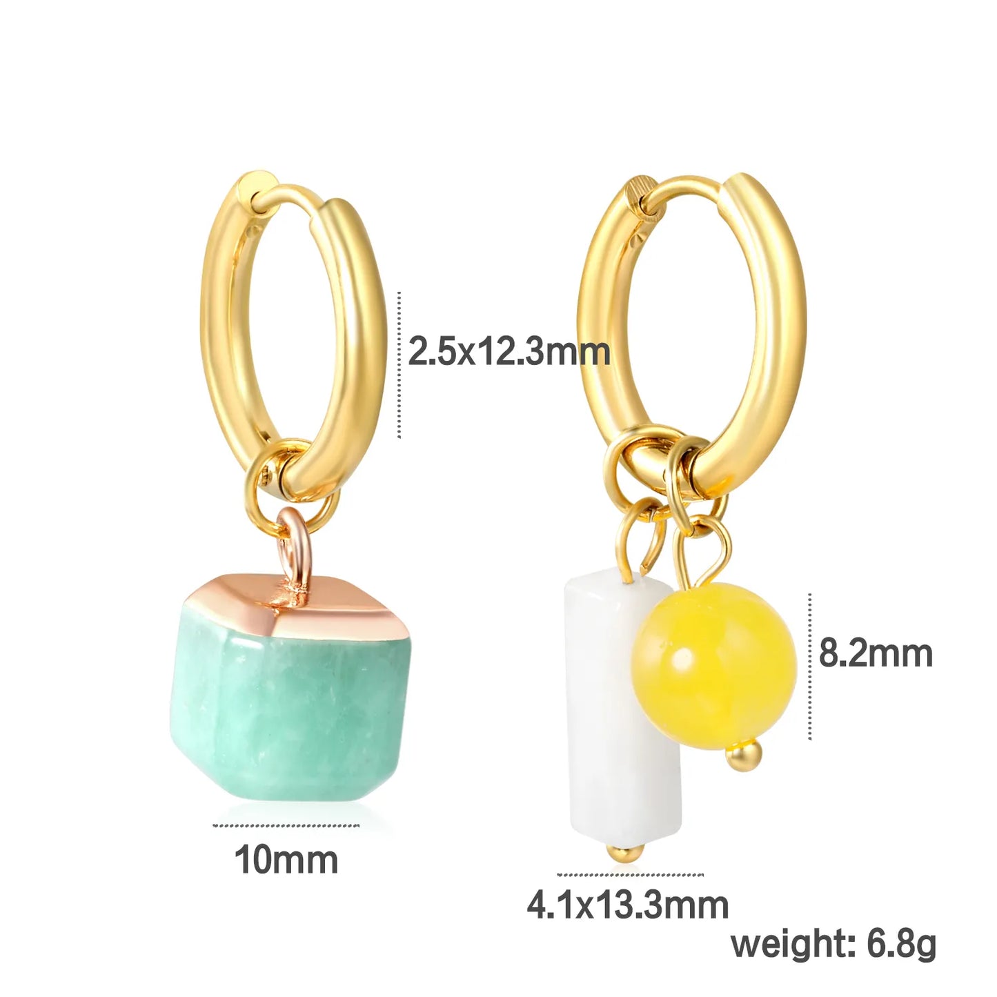 Wholesale Geometric Ear Climber with Dice Cube & Beads | 2.5cm Gold Huggie Ear Cuff for Cartilage | 12.3mm Inner Diameter