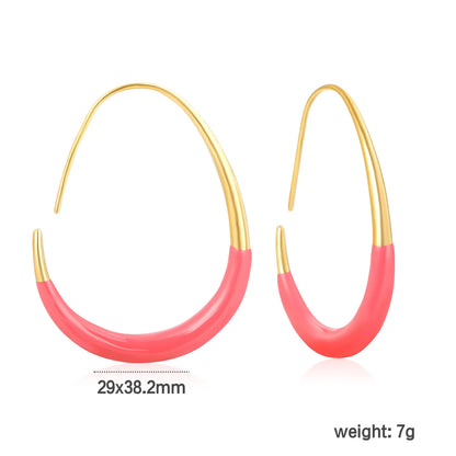 Wholesale 29x38.2mm Egg Shape Enamel Earrings | Red & Blue Drip Glaze Design | Gold Stainless Steel Statement Earrings