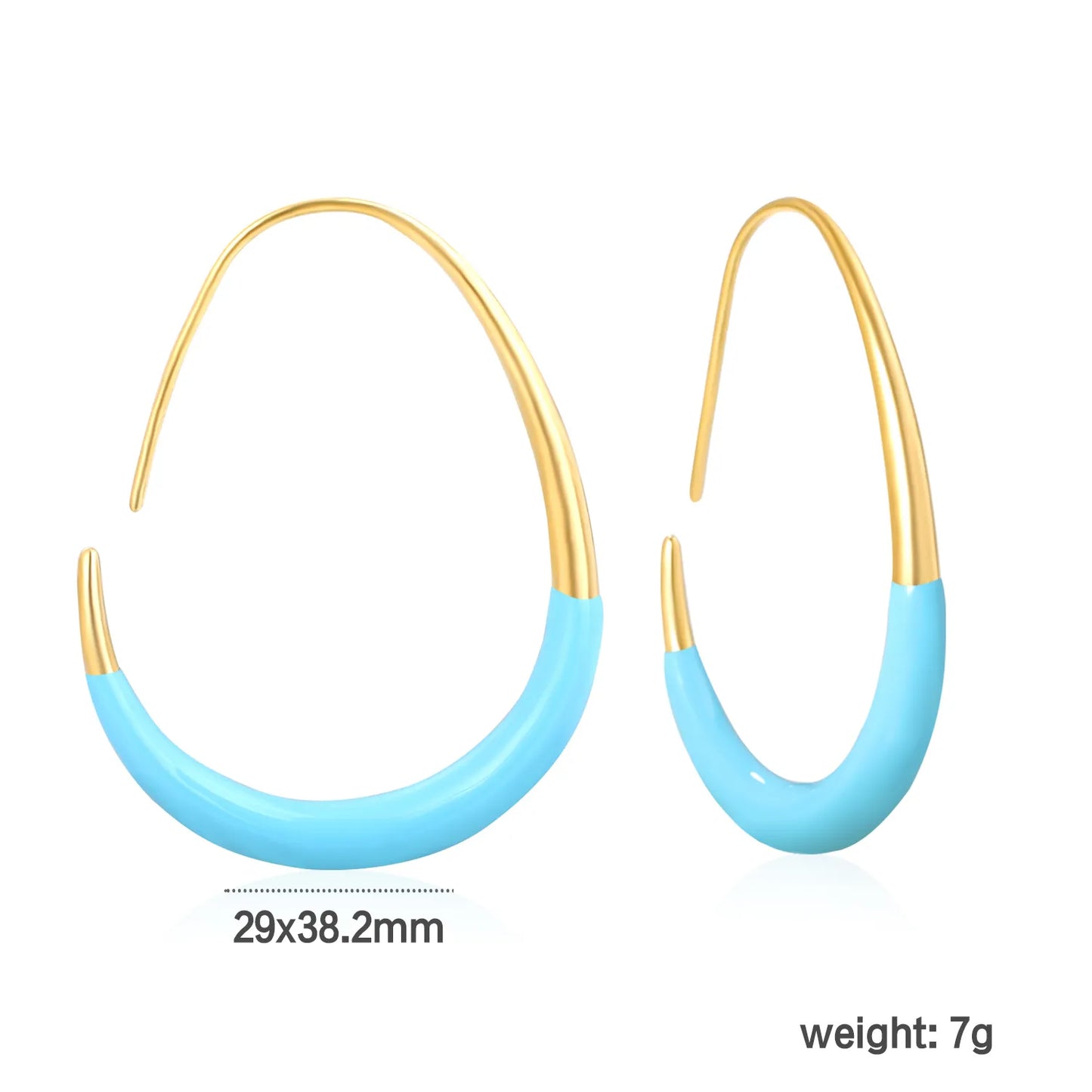 Wholesale 29x38.2mm Egg Shape Enamel Earrings | Red & Blue Drip Glaze Design | Gold Stainless Steel Statement Earrings