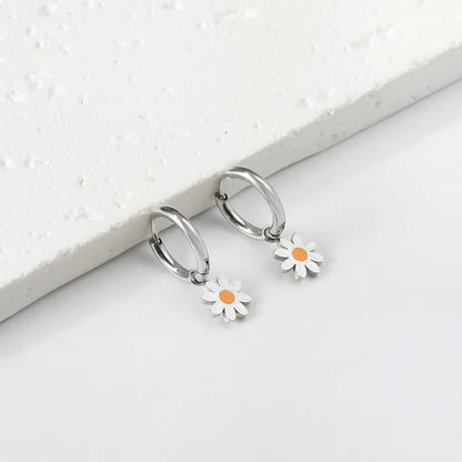 Wholesale 8.4mm Daisy Ear Cuff | 2cm Gold & Steel Huggie Earrings | 10mm Inner Diameter Flower Cartilage Jewelry