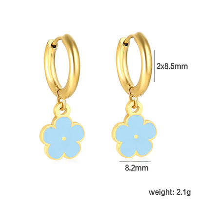 🌼 Wholesale 8 Color 18k gold plated Enamel Flower Ear Climber | 2.0x8.5mm Gold Ear Cuff with 8.2mm Floral Design