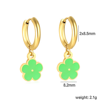 🌼 Wholesale 8 Color 18k gold plated Enamel Flower Ear Climber | 2.0x8.5mm Gold Ear Cuff with 8.2mm Floral Design