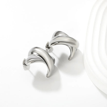 ✨ Wholesale Stainless Steel X Design Stud Earrings | 16.2x23mm Modern Geometric, Gold Silver Two-Tone, Hypoallergenic Ear Jewelry Bulk