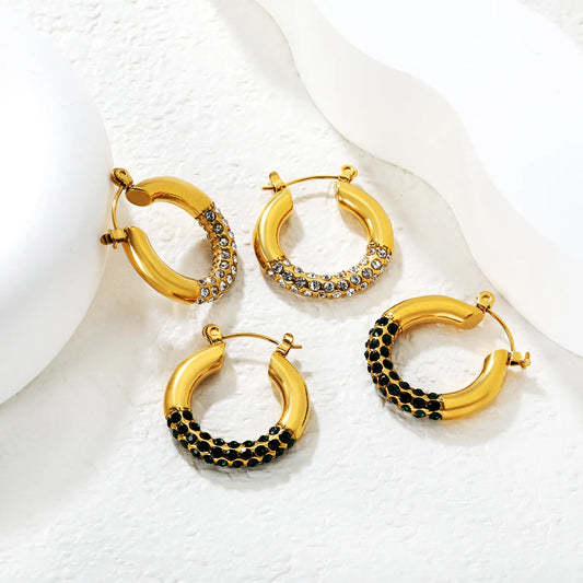 ✨ Wholesale 18k gold plated 4.2x24mm U-Shape Ear Clip | Gold Stainless Steel White Zircon Earrings Bulk