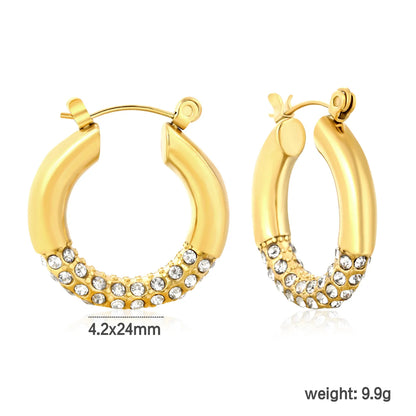 ✨ Wholesale 18k gold plated 4.2x24mm U-Shape Ear Clip | Gold Stainless Steel White Zircon Earrings Bulk