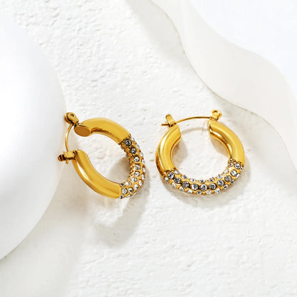 ✨ Wholesale 18k gold plated 4.2x24mm U-Shape Ear Clip | Gold Stainless Steel White Zircon Earrings Bulk