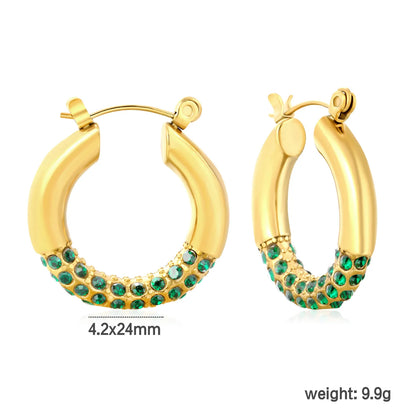 ✨ Wholesale 18k gold plated 4.2x24mm U-Shape Ear Clip | Gold Stainless Steel White Zircon Earrings Bulk