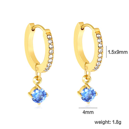 ✨ Wholesale 1.5x9mm Ear Cuff with 4mm Blue Zircon | 18k Gold plated Stainless Steel earrings