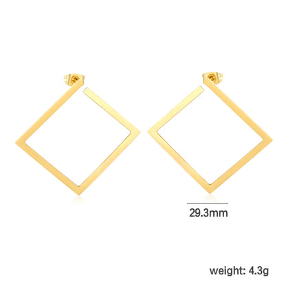 ✨ Wholesale Gold Stainless Steel Parallelogram Earrings | 29.33mm Geometric Studs, Hypoallergenic Modern Jewelry Bulk