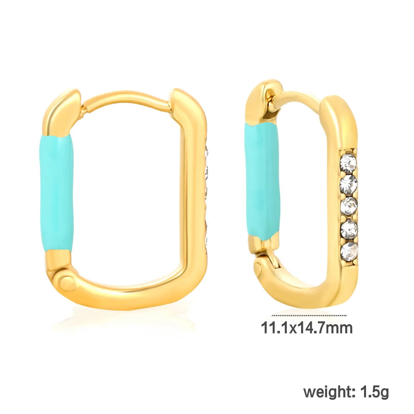 ✨ Wholesale 11.1x14.7mm Square Zircon Earrings |  PVD 18k Gold Stainless Steel Stud Earrings with White Gem