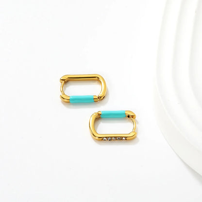 ✨ Wholesale 11.1x14.7mm Square Zircon Earrings |  PVD 18k Gold Stainless Steel Stud Earrings with White Gem