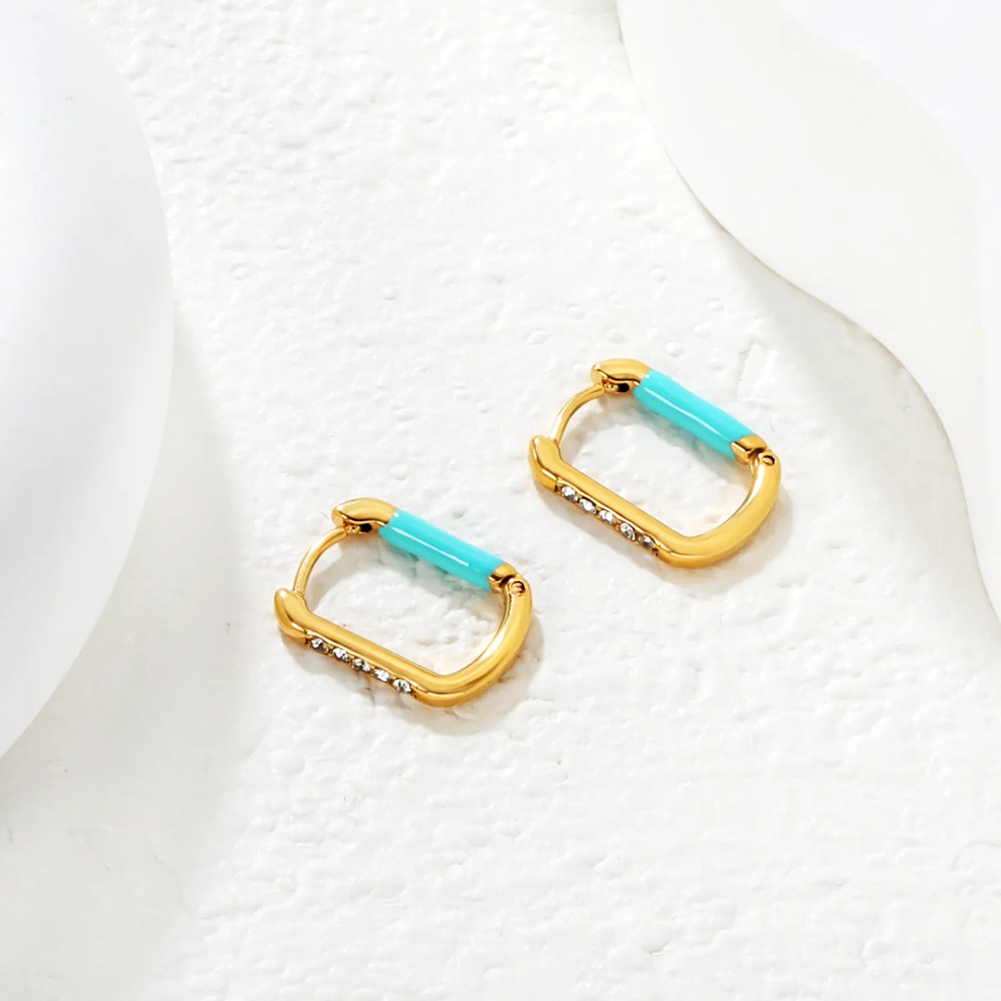 ✨ Wholesale 11.1x14.7mm Square Zircon Earrings |  PVD 18k Gold Stainless Steel Stud Earrings with White Gem