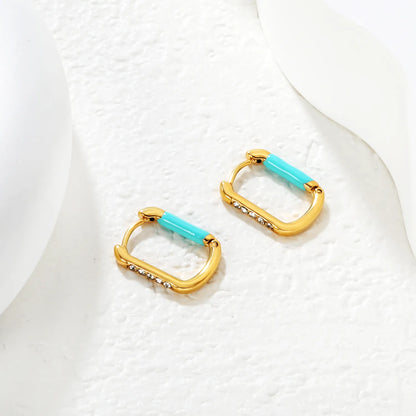 ✨ Wholesale 11.1x14.7mm Square Zircon Earrings |  PVD 18k Gold Stainless Steel Stud Earrings with White Gem