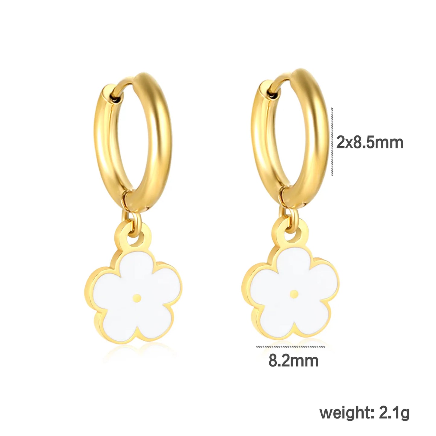 🌼 Wholesale 8 Color 18k gold plated Enamel Flower Ear Climber | 2.0x8.5mm Gold Ear Cuff with 8.2mm Floral Design