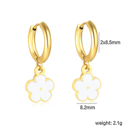 🌼 Wholesale 8 Color 18k gold plated Enamel Flower Ear Climber | 2.0x8.5mm Gold Ear Cuff with 8.2mm Floral Design