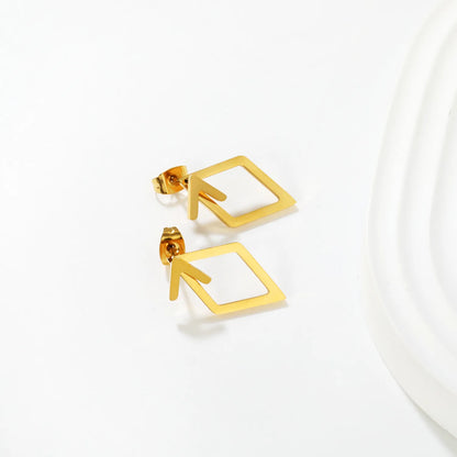 ✨ Wholesale Gold Stainless Steel Rhombus Stud Earrings | 12.5x21.2mm  Geometric Minimalist Jewelry Bulk