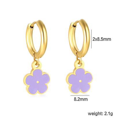 🌼 Wholesale 8 Color 18k gold plated Enamel Flower Ear Climber | 2.0x8.5mm Gold Ear Cuff with 8.2mm Floral Design