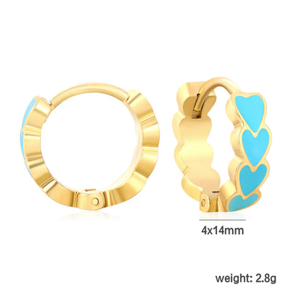 ✨ 4*14mm 18K Gold Plated Colorful Heart shape Enamel Hoop Earring Hypoallergenic Wholesale Earrings