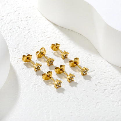 ✨ Wholesale Gold Star Stud Earrings 3-Pair Set | 5mm Sparkling Zirconia, Hypoallergenic Celestial Jewelry Bulk