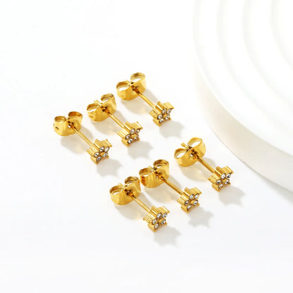 ✨ Wholesale Gold Star Stud Earrings 3-Pair Set | 5mm Sparkling Zirconia, Hypoallergenic Celestial Jewelry Bulk
