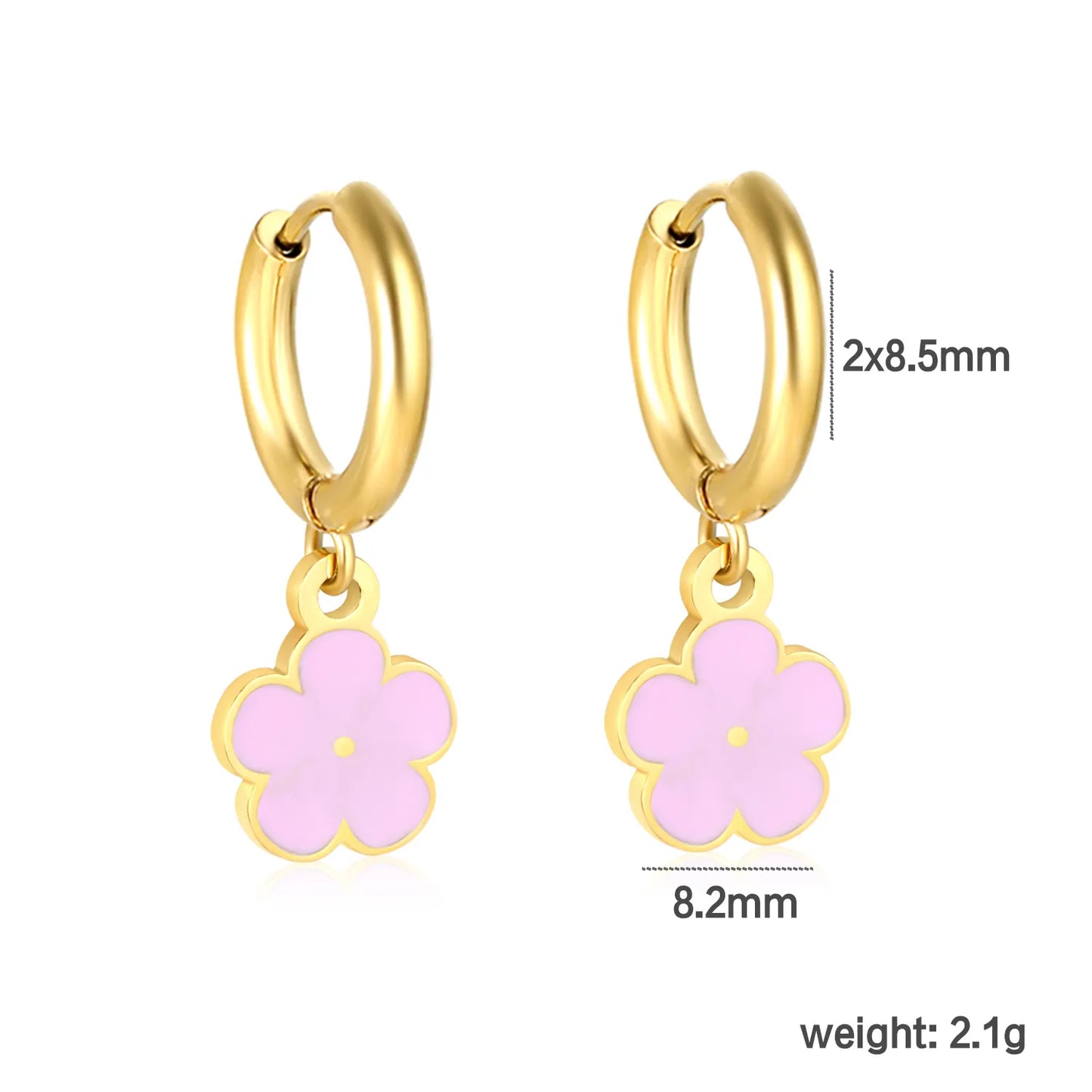 🌼 Wholesale 8 Color 18k gold plated Enamel Flower Ear Climber | 2.0x8.5mm Gold Ear Cuff with 8.2mm Floral Design
