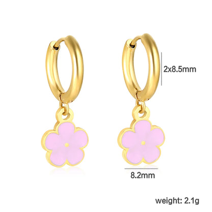 🌼 Wholesale 8 Color 18k gold plated Enamel Flower Ear Climber | 2.0x8.5mm Gold Ear Cuff with 8.2mm Floral Design