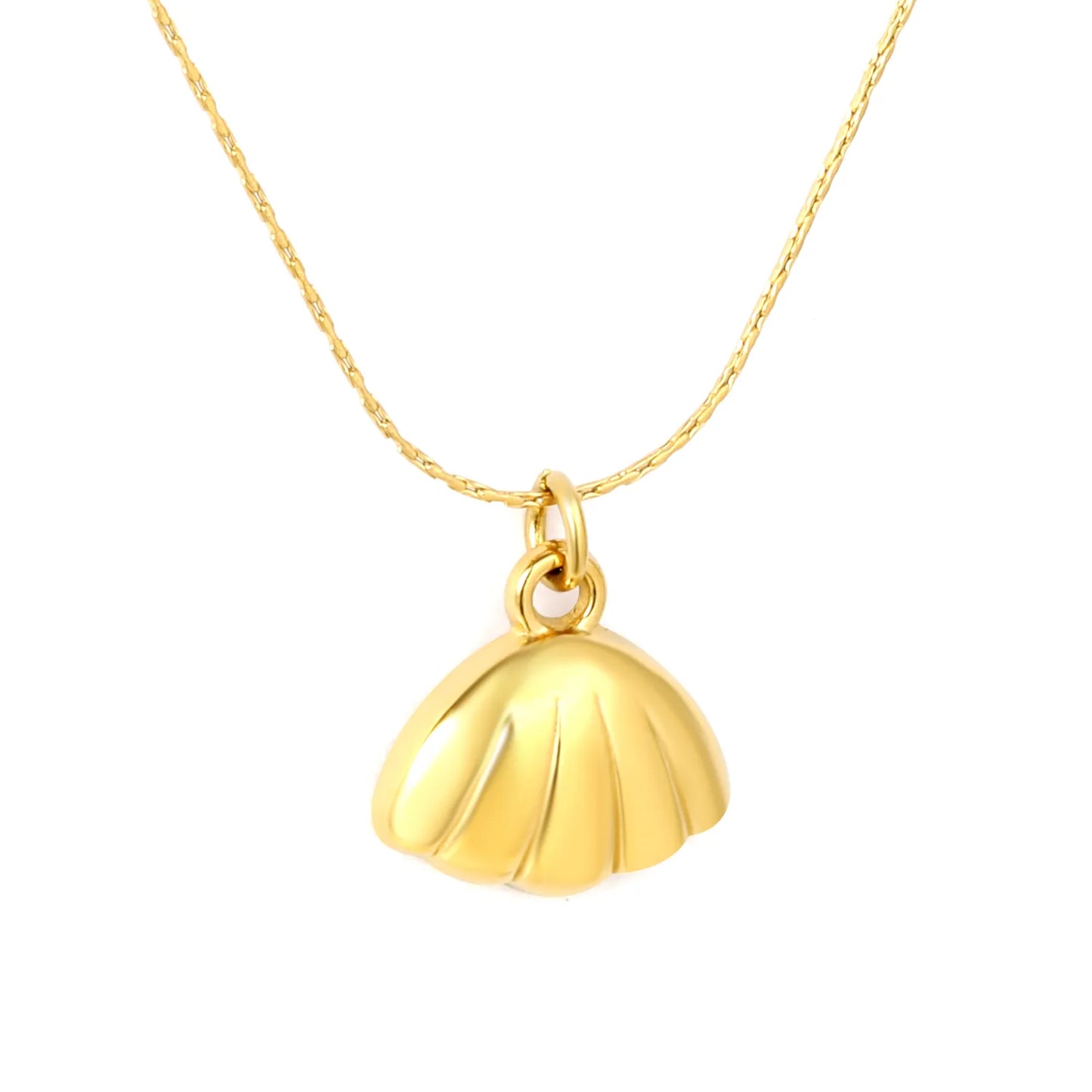 ✨ Wholesale Gold Shell Pendant Necklace | 13x10mm | Beach Jewelry