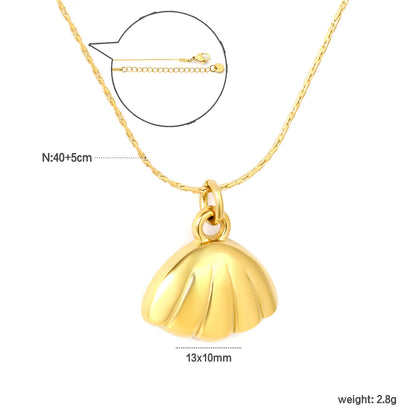 ✨ Wholesale Gold Shell Pendant Necklace | 13x10mm | Beach Jewelry