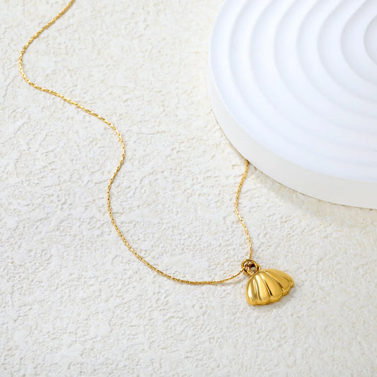 ✨ Wholesale Gold Shell Pendant Necklace | 13x10mm | Beach Jewelry
