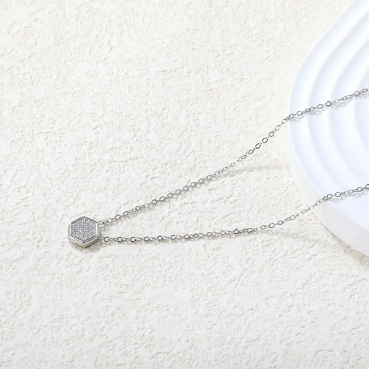 ✨ Wholesale Geometric Pendant Necklace | Zircon Charm | Steel Chain