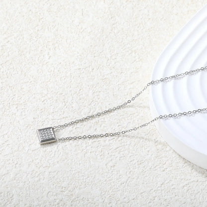 ✨ Wholesale Geometric Pendant Necklace | Zircon Charm | Steel Chain