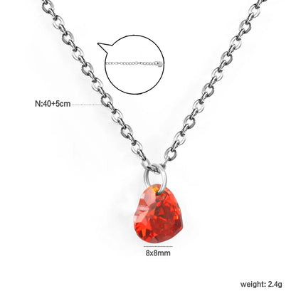 Wholesale 8x8mm Blood Red Zirconia Pendant Necklace | 40+5cm Adjustable Chain | 2-Tone Gold & Steel Jewelry Set