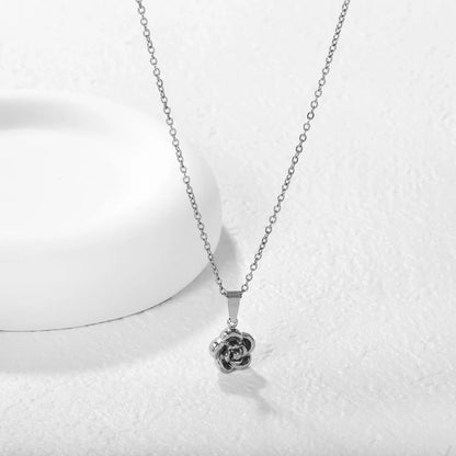 Wholesale 10mm Floral Pendant Necklace | Gold & Steel Finish Flower Jewelry | 40+5cm Adjustable Chain Set