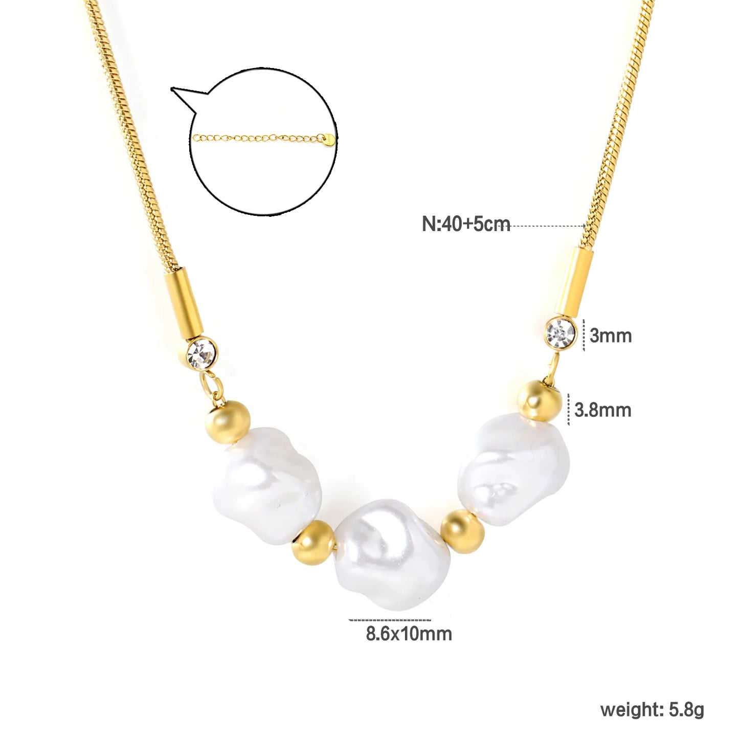 ✨ 18k gold plated Pearl With Ziron Stainless Steel Necklaces Wholesale (12+ Pieces) | Hypoallergenic & Tarnish-Free 🌍 | Trendy Pendants & Chains