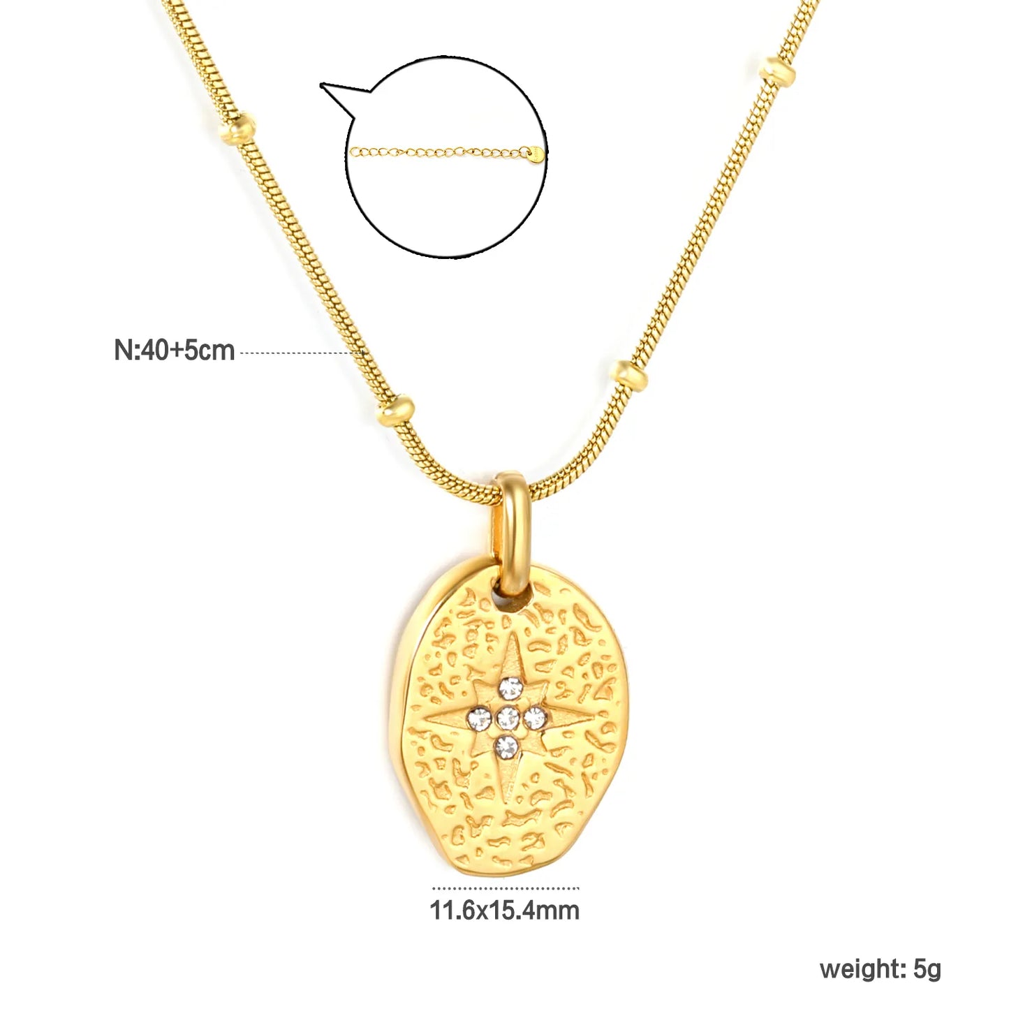 ✨ Wholesale Irregular Star Pendant with Zircon | 15.6x11.4mm 18k Gold plated Stainless Steel Necklace