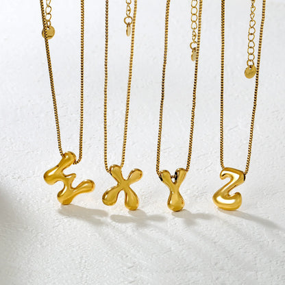 ✨ Wholesale PVD 18k gold A-Z 26 Q-version Letters Alphabet Pendant Necklace | Gold plated Stainless Steel Initial Jewelry