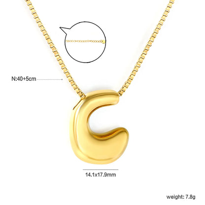 ✨ Wholesale PVD 18k gold A-Z 26 Q-version Letters Alphabet Pendant Necklace | Gold plated Stainless Steel Initial Jewelry