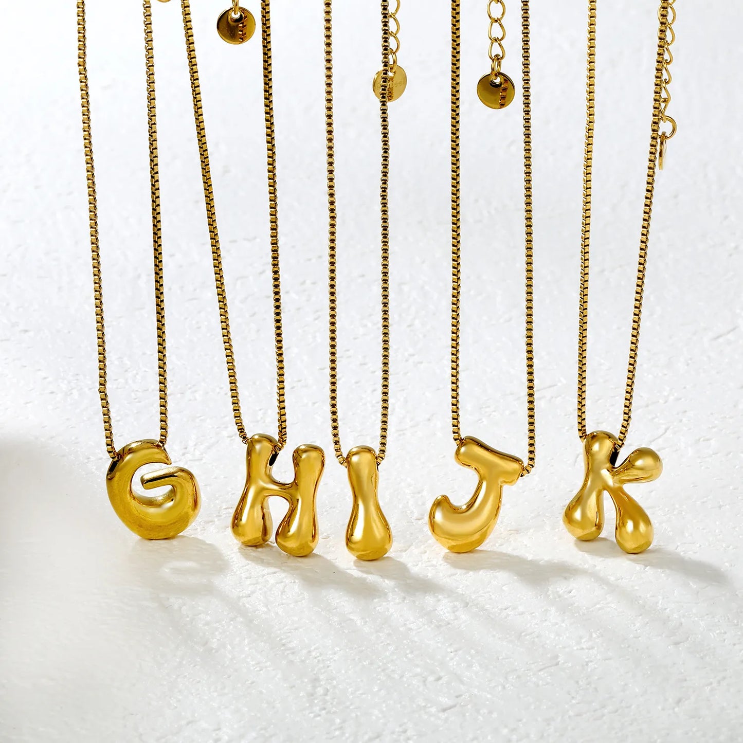 ✨ Wholesale PVD 18k gold A-Z 26 Q-version Letters Alphabet Pendant Necklace | Gold plated Stainless Steel Initial Jewelry