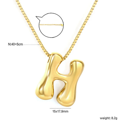✨ Wholesale PVD 18k gold A-Z 26 Q-version Letters Alphabet Pendant Necklace | Gold plated Stainless Steel Initial Jewelry