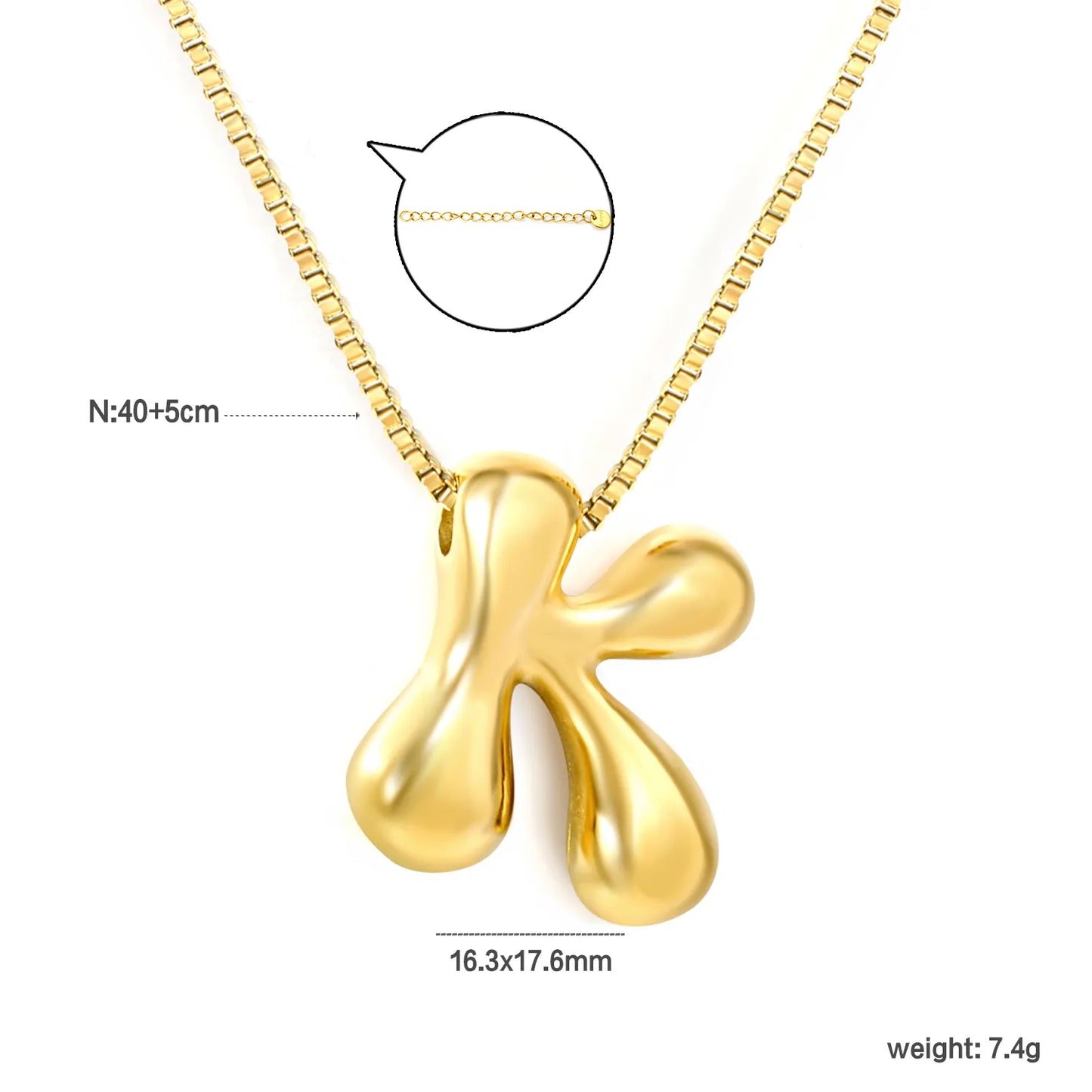 ✨ Wholesale PVD 18k gold A-Z 26 Q-version Letters Alphabet Pendant Necklace | Gold plated Stainless Steel Initial Jewelry