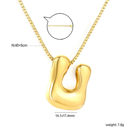 ✨ Wholesale PVD 18k gold A-Z 26 Q-version Letters Alphabet Pendant Necklace | Gold plated Stainless Steel Initial Jewelry