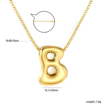 ✨ Wholesale PVD 18k gold A-Z 26 Q-version Letters Alphabet Pendant Necklace | Gold plated Stainless Steel Initial Jewelry