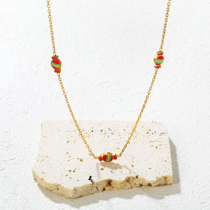 ✨🍬 Wholesale Candy Necklace for Women & Teens | 3 Piece Colorful Candy Charm Set | Gold Plated Stainless Steel Chain 40+5cm | Playful Jewelry Bulk