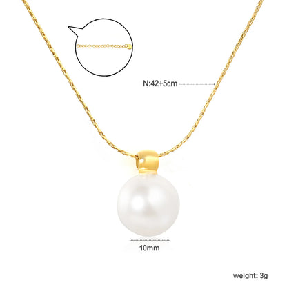 ✨ Wholesale 18k gold plated 10mm Pearl Pendant Necklace | Gold Stainless Steel Chain 42+5cm Classic Jewelry Bulk